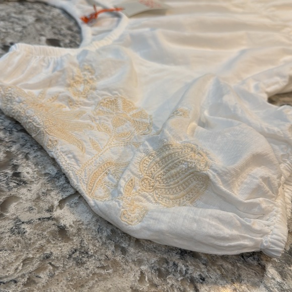 Knox Rose | Boho Embroidered Floral Puff Sleeve Dress in White Size XXL - Picture 7 of 13